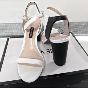 Nine West black and white heeled sandals 7,5